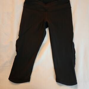 Lululemon Black Capri Leggings Ruffle Side Athletic Yoga Pants